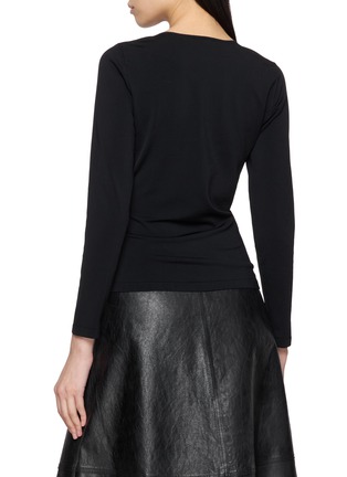 Back View - Click To Enlarge - ALEXANDERWANG - Long Sleeve V-Neck Metal Logo Top