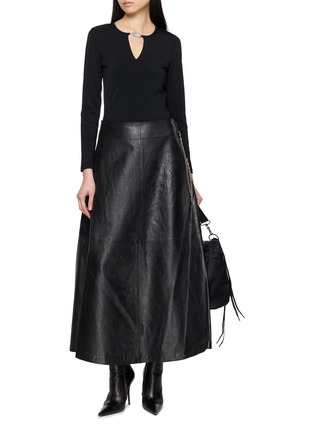 Figure View - Click To Enlarge - ALEXANDERWANG - Long Sleeve V-Neck Metal Logo Top