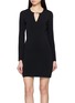 ALEXANDERWANG Long Sleeve V-Neck Metal Logo Mini Dress