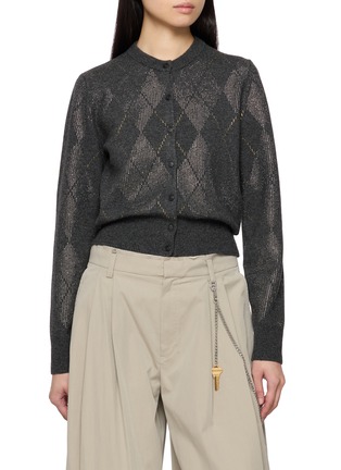 Main View - Click To Enlarge - ALEXANDERWANG - Crystal Hotfix Argyle Cardigan