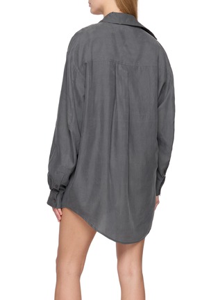 Back View - Click To Enlarge - ALEXANDERWANG - Off Shoulder Draped Woven Shirt Dress