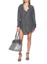 Figure View - Click To Enlarge - ALEXANDERWANG - Off Shoulder Draped Woven Shirt Dress