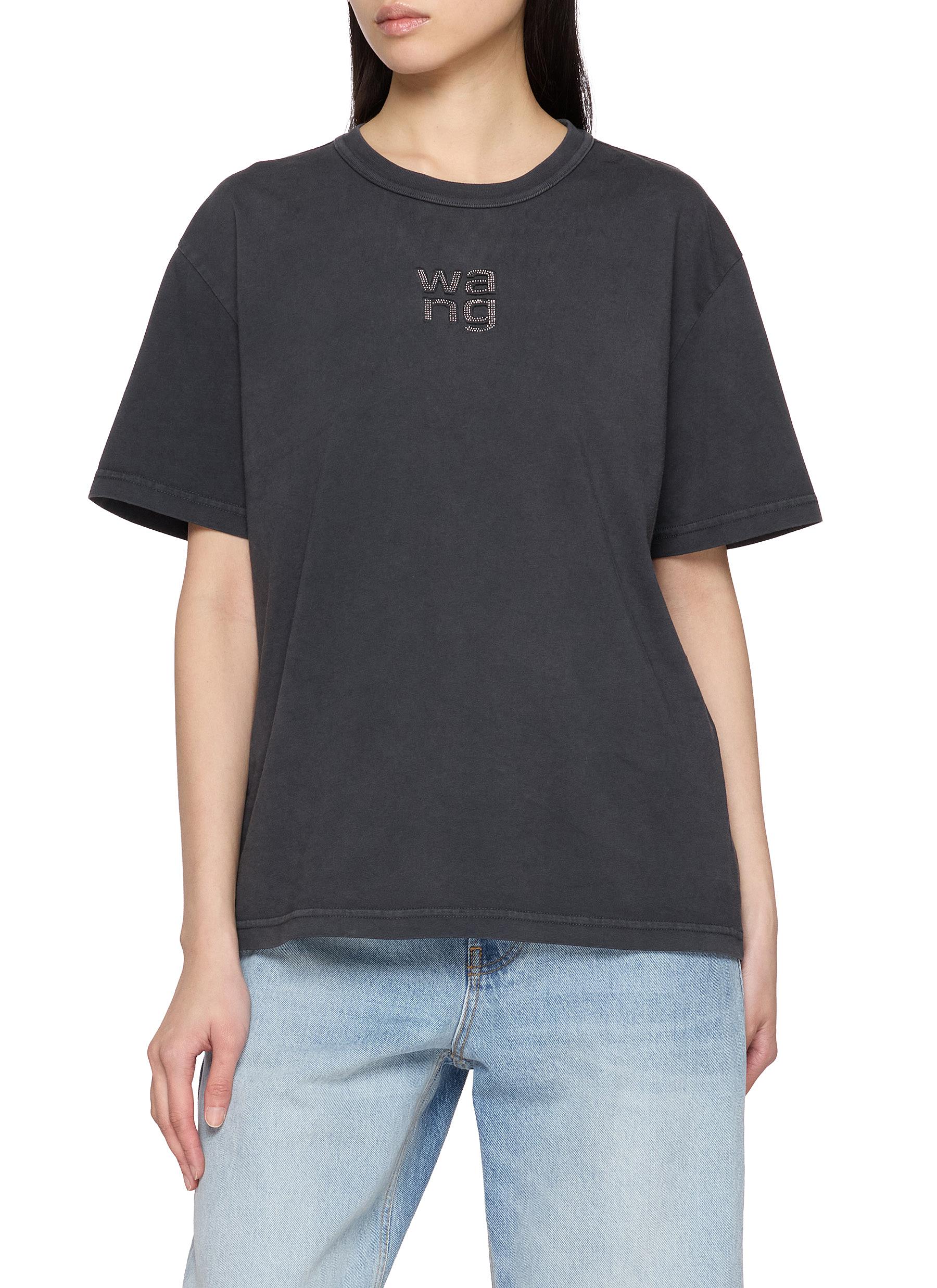 ALEXANDERWANG | Crystal Hotfix Logo Cotton Jersey T-Shirt | Women 