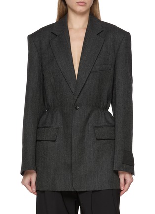 Main View - Click To Enlarge - ALEXANDERWANG - Oversized Ruched Waist Wool Twill Blazer