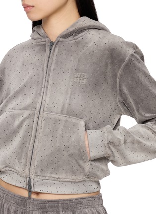  - ALEXANDERWANG - Shrunken Crystal Hotfix Zip Up Hoodie