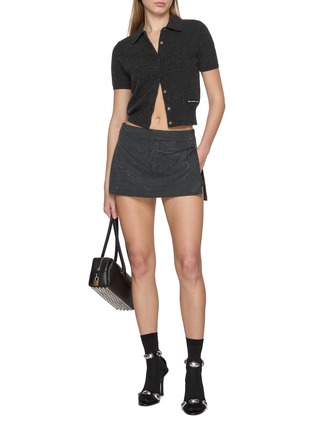 Figure View - Click To Enlarge - ALEXANDERWANG - Low Rise Hotfix Wool Blend Skort