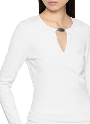 - ALEXANDERWANG - Long Sleeve V-Neck Metal Logo Top