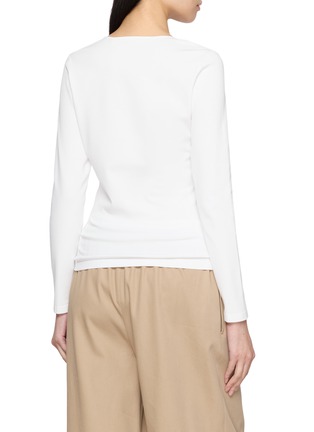 Back View - Click To Enlarge - ALEXANDERWANG - Long Sleeve V-Neck Metal Logo Top