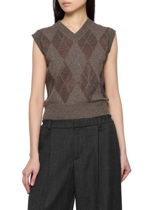 Main View - Click To Enlarge - ALEXANDERWANG - Crystal Hotfix Argyle Vest