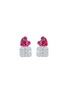 LC COLLECTION JEWELLERY Heart Motif 18K White Gold Diamond Ruby Stud Earrings