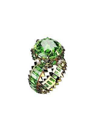 Detail View - Click To Enlarge - MING SONG HAUTE JOAILLERIE - Cosmic Kaleidoscope 14K Gold Emerald Diamond Tourmaline Tsavorite Ring