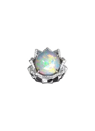 Main View - Click To Enlarge - MING SONG HAUTE JOAILLERIE - Lotus 14K White Gold Opal Diamond Ring — HK 13