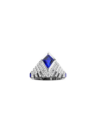 Main View - Click To Enlarge - MING SONG HAUTE JOAILLERIE - Cosmic Kaleidoscope Crown 14K White Gold Sapphire Diamond Ring — HK 13
