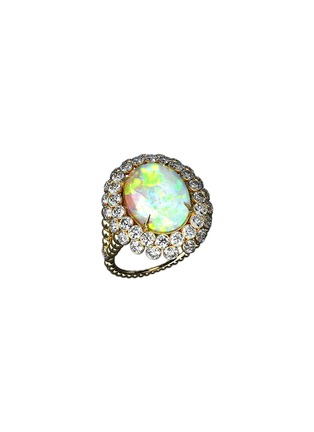 Detail View - Click To Enlarge - MING SONG HAUTE JOAILLERIE - Lotus 14K Gold Opal Diamond Ring — HK 13