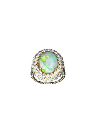 Main View - Click To Enlarge - MING SONG HAUTE JOAILLERIE - Lotus 14K Gold Opal Diamond Ring — HK 13