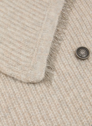 Detail View - Click To Enlarge - LANE'S - Chain Trimmed Cardigan Stitch Cashmere Silk Knit Neck Warmer