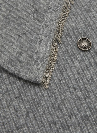 Detail View - Click To Enlarge - LANE'S - Chain Trimmed Cardigan Stitch Cashmere Silk Knit Neck Warmer