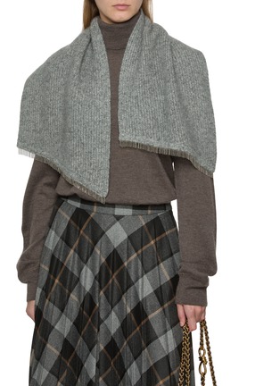 Figure View - Click To Enlarge - LANE'S - Chain Trimmed Cardigan Stitch Cashmere Silk Knit Neck Warmer