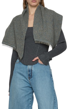 Figure View - Click To Enlarge - LANE'S - Chain Trimmed Cardigan Stitch Cashmere Silk Knit Neck Warmer