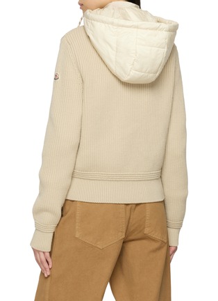 Back View - Click To Enlarge - MONCLER - Puffer Front Zip Up Hooded Knit Cardigan