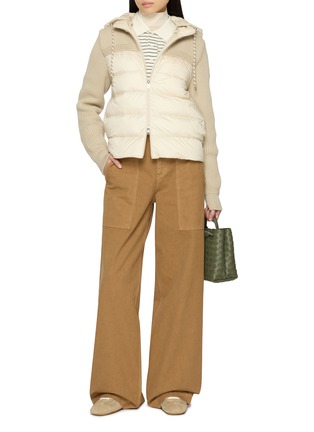 Figure View - Click To Enlarge - MONCLER - Puffer Front Zip Up Hooded Knit Cardigan