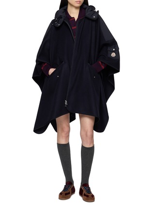 Figure View - Click To Enlarge - MONCLER - Hooded Padded Zip Up Cape