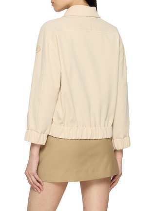 Back View - Click To Enlarge - MONCLER - Shirt Collar Zip Up Crepe Cardigan