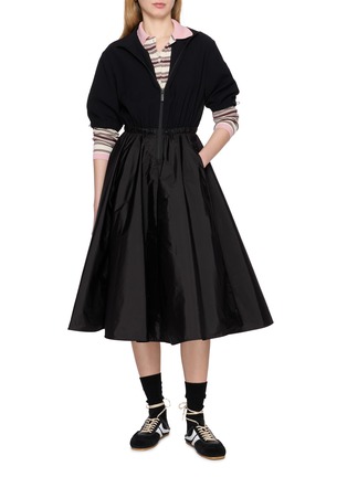 Figure View - Click To Enlarge - MONCLER - Drawstring Sleeve Zip Up Dress