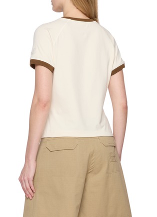 Back View - Click To Enlarge - MONCLER - Contrast Trim Embroidered Logo T-Shirt
