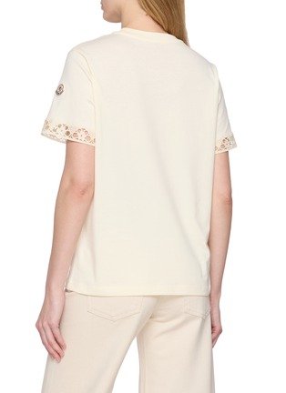 Back View - Click To Enlarge - MONCLER - Lace Trim Chest Pocket Cotton T-Shirt
