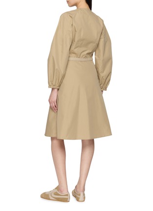 Back View - Click To Enlarge - MONCLER - Belted Cotton Blend Dress
