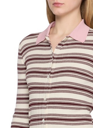  - MONCLER - Striped Knit Polo Shirt