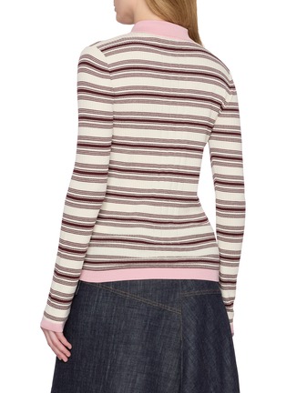 Back View - Click To Enlarge - MONCLER - Striped Knit Polo Shirt