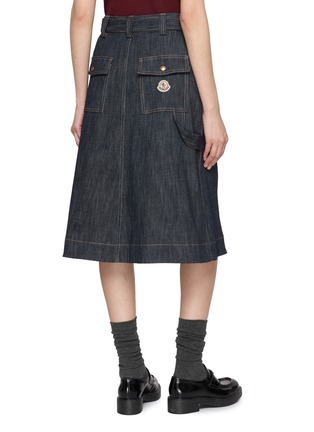 Back View - Click To Enlarge - MONCLER - Belted Cotton Blend Denim Skirt