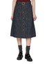 MONCLER Belted Cotton Blend Denim Skirt