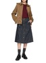 Figure View - Click To Enlarge - MONCLER - Belted Cotton Blend Denim Skirt