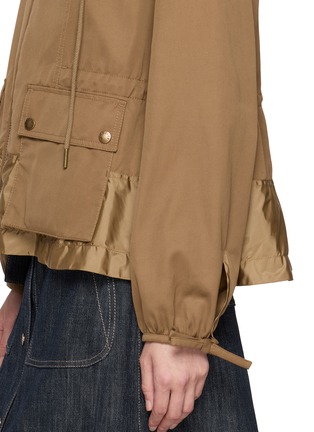  - MONCLER - Zip Up Hooded Drawstring Waistband Cotton Blend Jacket