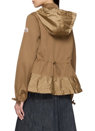 Back View - Click To Enlarge - MONCLER - Zip Up Hooded Drawstring Waistband Cotton Blend Jacket