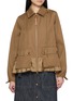 Main View - Click To Enlarge - MONCLER - Zip Up Hooded Drawstring Waistband Cotton Blend Jacket