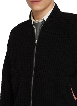  - THOM BROWNE - 4 Bar Raglan Waffle Wool Bomber Jacket