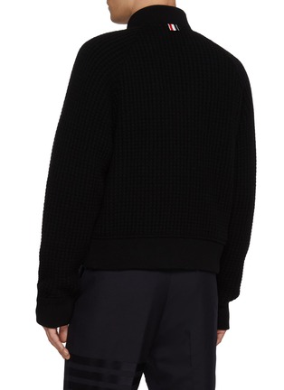 Back View - Click To Enlarge - THOM BROWNE - 4 Bar Raglan Waffle Wool Bomber Jacket