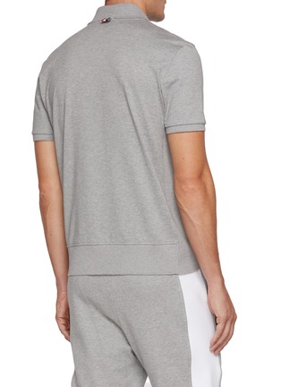 Back View - Click To Enlarge - THOM BROWNE - Embroidered Reindeer Hector Cotton Polo Shirt