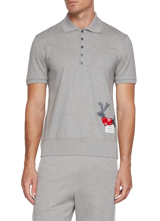 Main View - Click To Enlarge - THOM BROWNE - Embroidered Reindeer Hector Cotton Polo Shirt