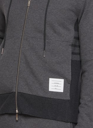  - THOM BROWNE - Colour Block 4-Bar Cotton Jersey Zip Up Hoodie