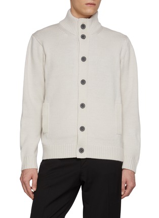 Main View - Click To Enlarge - TOMORROWLAND - Button Up Stand Collar Wool Cardigan