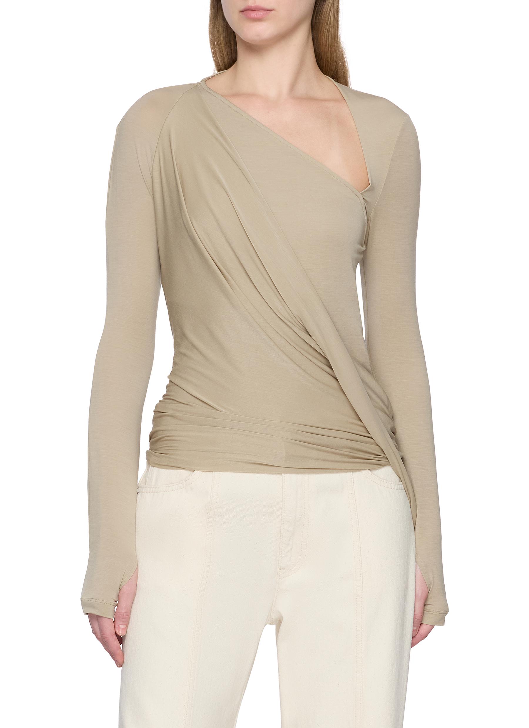 HELMUT LANG | Asymmetrical Twisted Drape Long Sleeve Top | Women