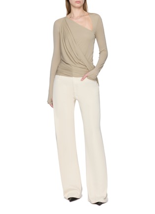 Figure View - Click To Enlarge - HELMUT LANG - Asymmetrical Twisted Drape Long Sleeve Top