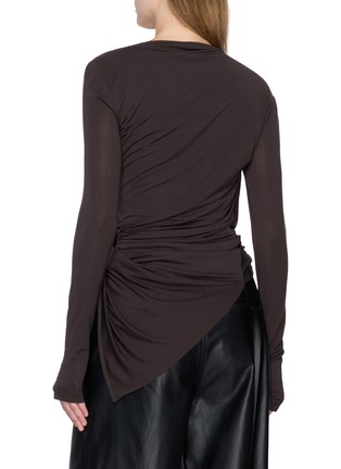 Back View - Click To Enlarge - HELMUT LANG - Asymmetrical Twisted Drape Long Sleeve Top