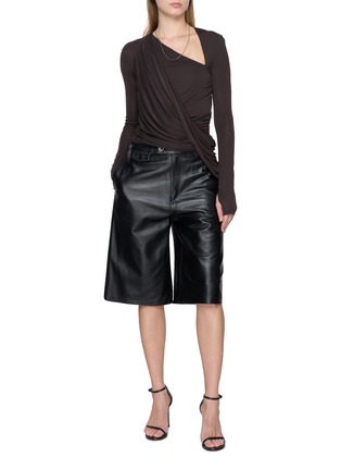 Figure View - Click To Enlarge - HELMUT LANG - Asymmetrical Twisted Drape Long Sleeve Top