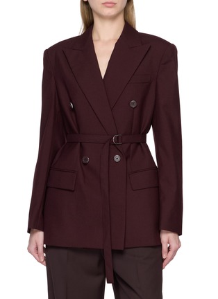 Main View - Click To Enlarge - HELMUT LANG - Double Breasted Belted Wool Blazer